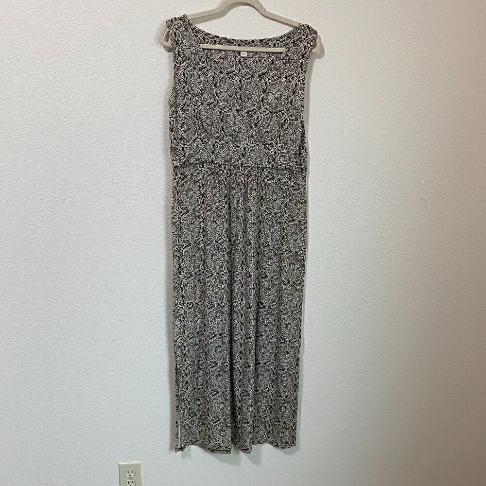 J. Jill Womens Green V-neck Floral Midi Dress Sleeveless Stretch Jersey …